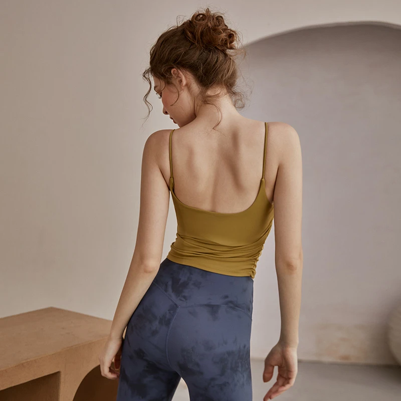 悠和运动内衣女带胸垫长款美背吊带外穿防震防下垂瑜伽健身服文胸