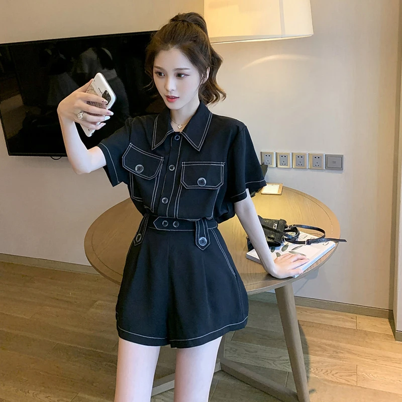 2024新款御姐超气质时尚套装女收腰显瘦显高洋气阔腿短裤两件套夏