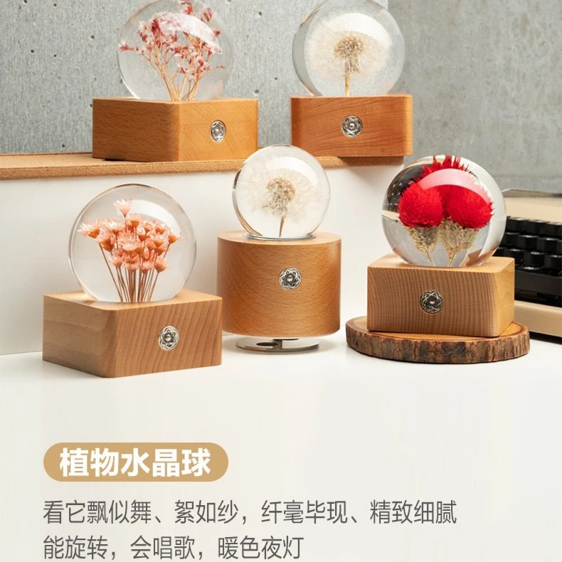 快乐小草 永生花小夜灯 八音盒