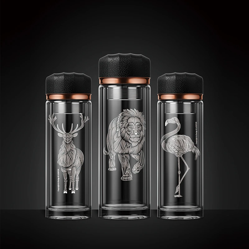 LEIDFOR/雷德夫 G1【动物系列】双层隔热玻璃杯茶杯男女泡茶杯子