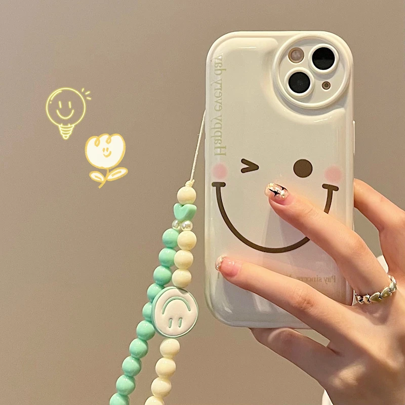 新款笑脸苹果手链Phone13/14软xs/xr少女苹果13promax手机壳87p软