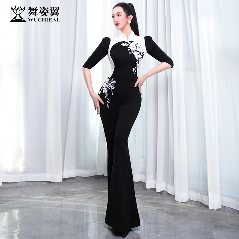 XT808 舞姿翼修身显瘦高定形体衣礼仪服套装