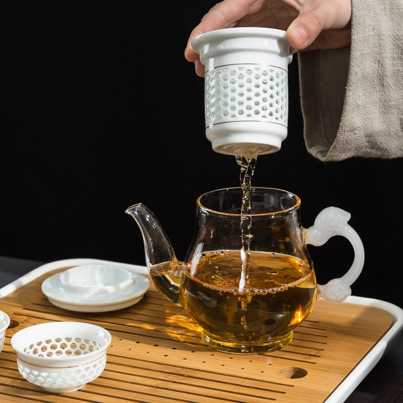 玻璃茶壶加厚耐热泡茶具陶瓷过滤内胆花红茶壶玲珑杯功夫冲茶器