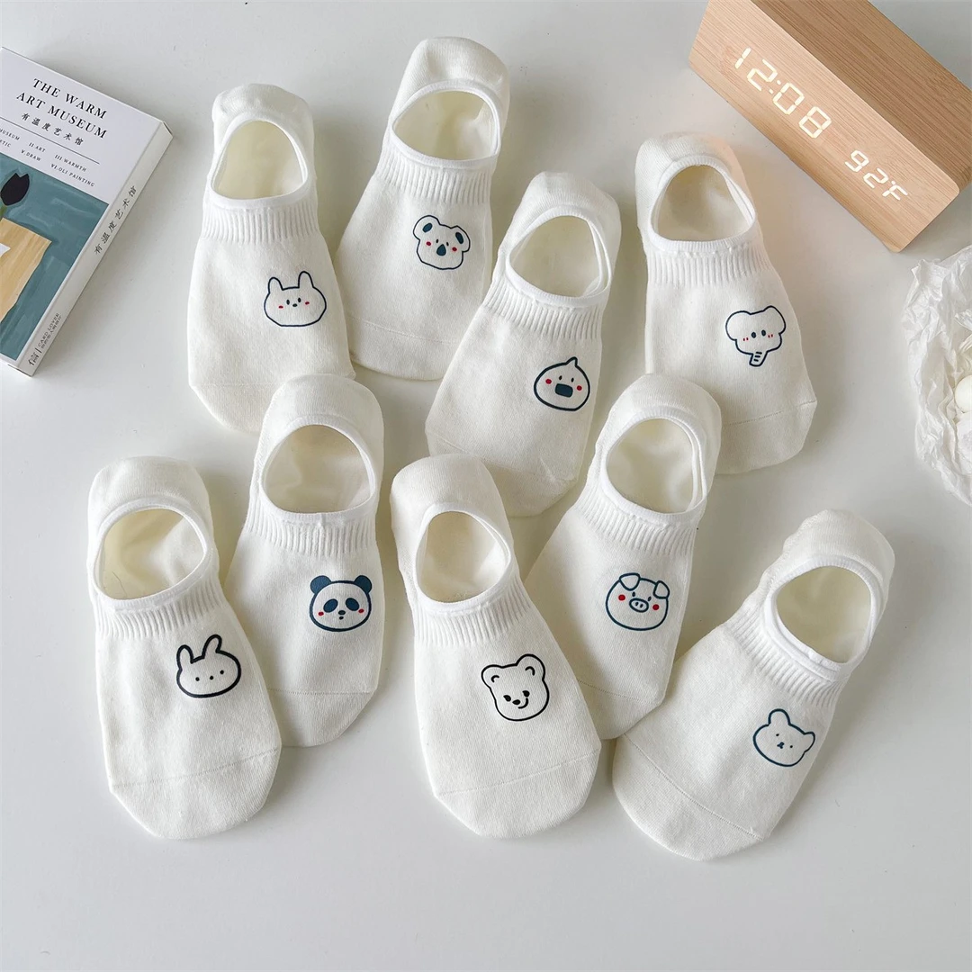 春夏薄款袜子透气不掉跟船袜白色短袜卡通夏季百搭夏天学生船袜女