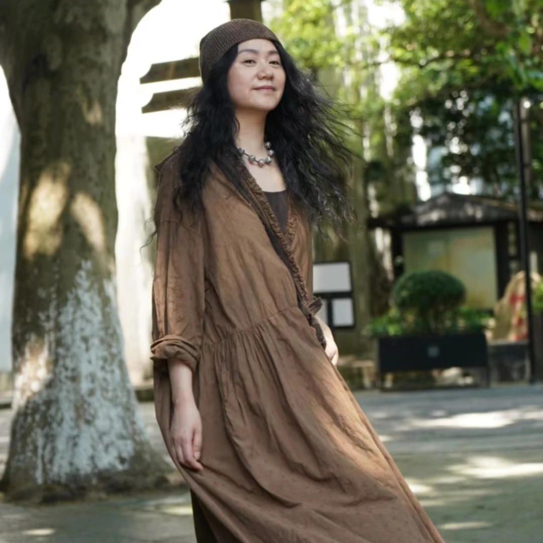 左岸迷香原创设计   果儿坊【连衣裙】棉100% 植物染连衣裙5028