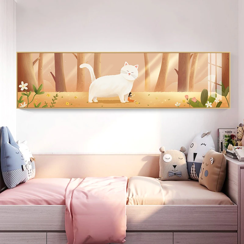 可爱猫咪挂画卧室床头装饰画主卧温馨浪漫壁画现代简约情侣房间画