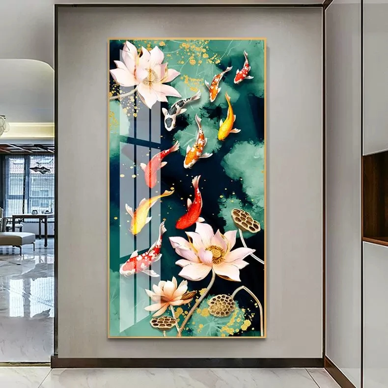 【玄关画】D十字绣83094富贵九鱼图中格/大格29种颜色满绣无勾边