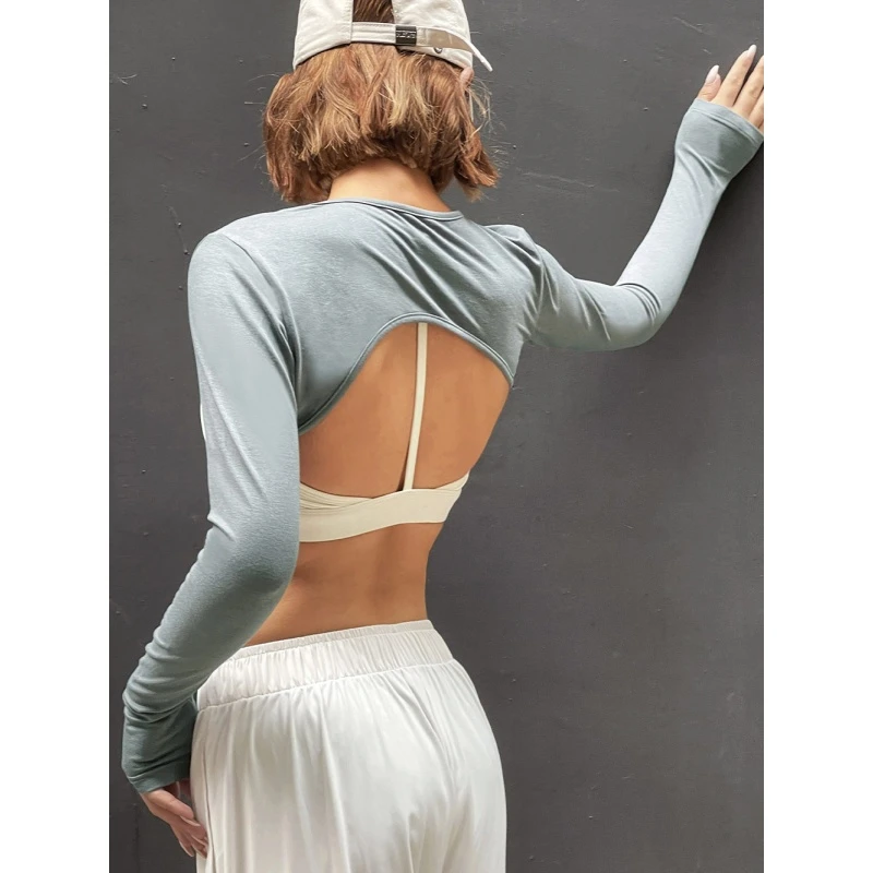 LaNikar清仓 夏季休闲运动T恤宽松健身超短上衣防晒衣罩衫S0813