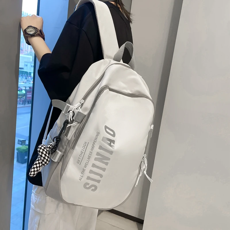 书包女小众设计感大容量大学生背包初中生高中学生潮牌拼色双肩包