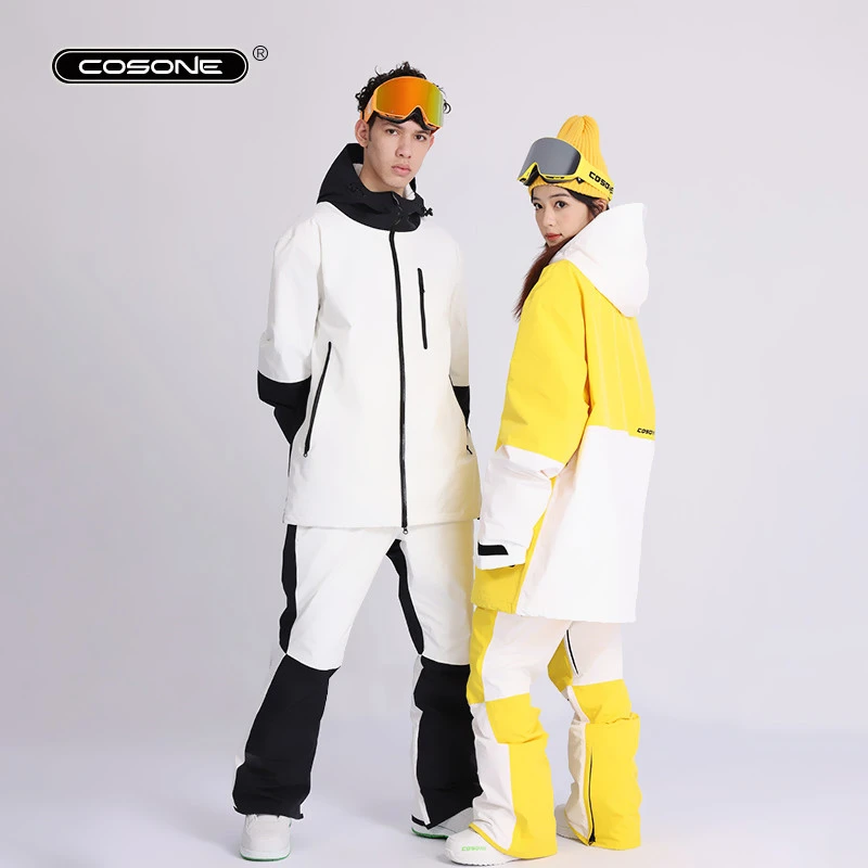 COSONE滑雪服男欧版撞色加棉单板双板滑雪裤女防水防风雪服套装