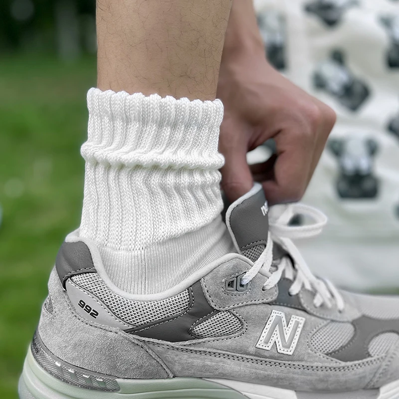 3双佐印棉品日系复古袜男女粗线针织堆堆袜毛巾底运动吸汗百搭潮