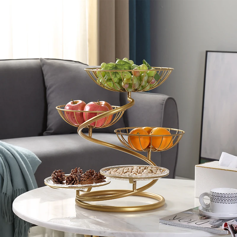 轻奢多层水果盘架家用北欧茶几干果零食摆放盘新款乔迁水果篮简约