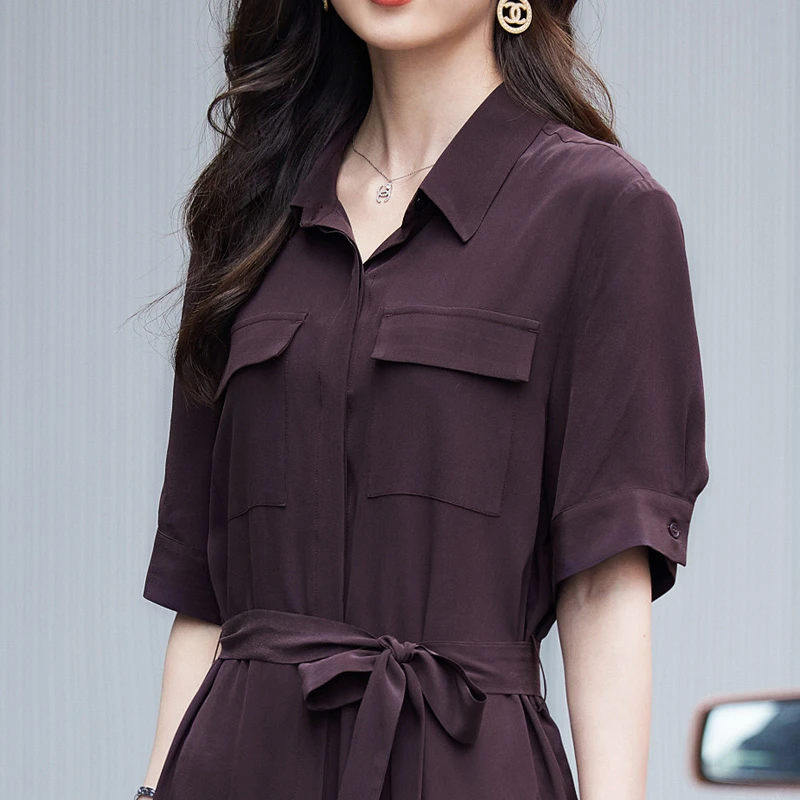 2025夏季新款重磅砂洗真丝连衣裙女时尚桑蚕丝裙子高贵上档次女装