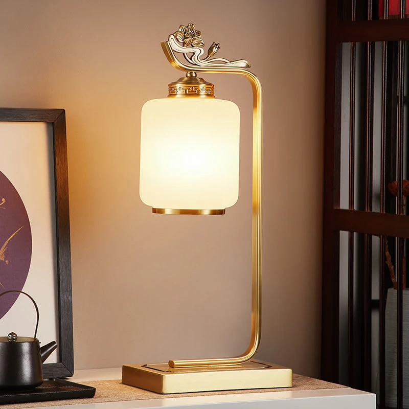 T172客厅书房复古温馨中式灯具新中式全铜台灯卧室床头灯浪漫