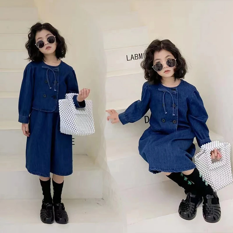 女童牛仔套装2023年春上新新款洋气两件套