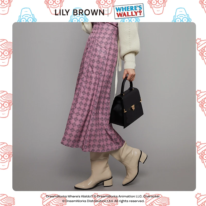 LILY BROWN秋季新品 Wally联名款印花时尚高腰鱼尾长裙LWFS215202