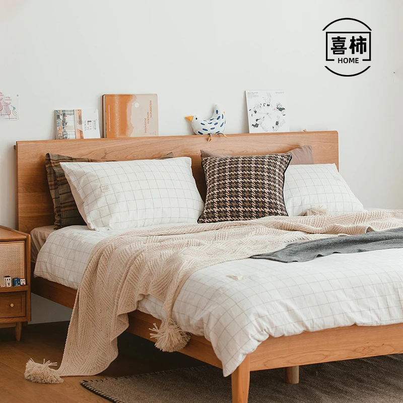 北欧全实木床现代简约日式白橡木原木家具主卧1.5米1.8双人床