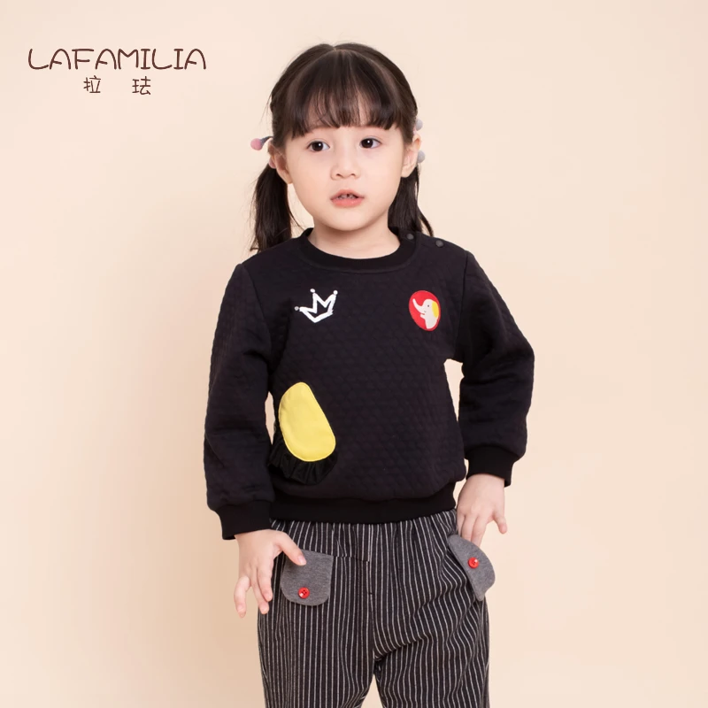 【2件26】【LAFAMILIA】女宝卡通针织长袖卫衣 9032161