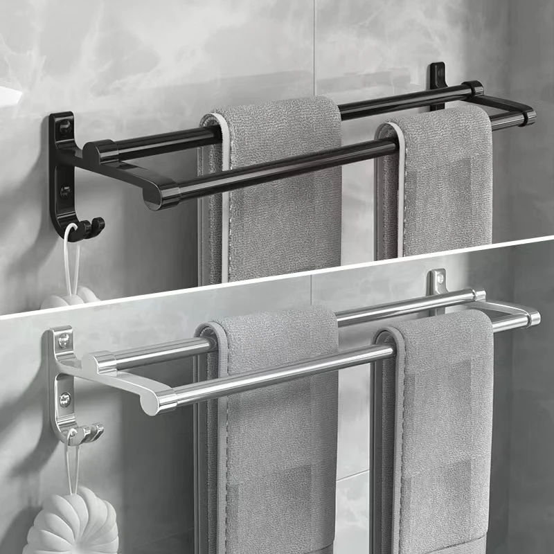 YIFAN/羿帆免打孔卫生间毛巾架浴巾架毛巾杆壁挂雅黑欧式经典轻奢