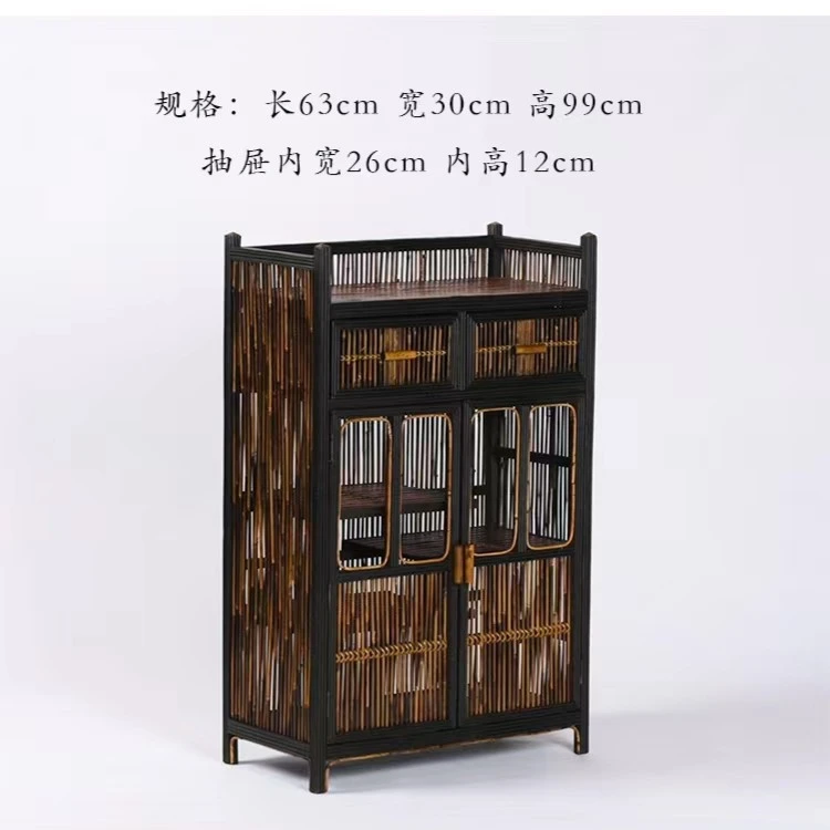 老楠竹墙边柜 多宝阁置物博古架复古茶器展示架收纳茶叶柜