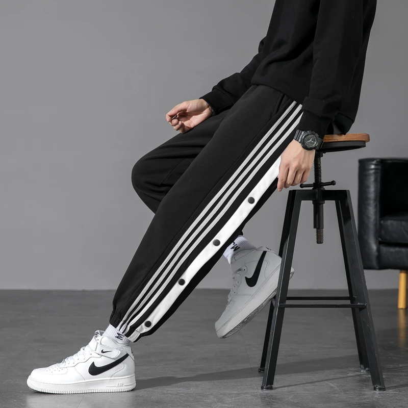 新款青少年排扣篮球休闲运动裤男孩春秋季高中初中学生束脚卫裤潮