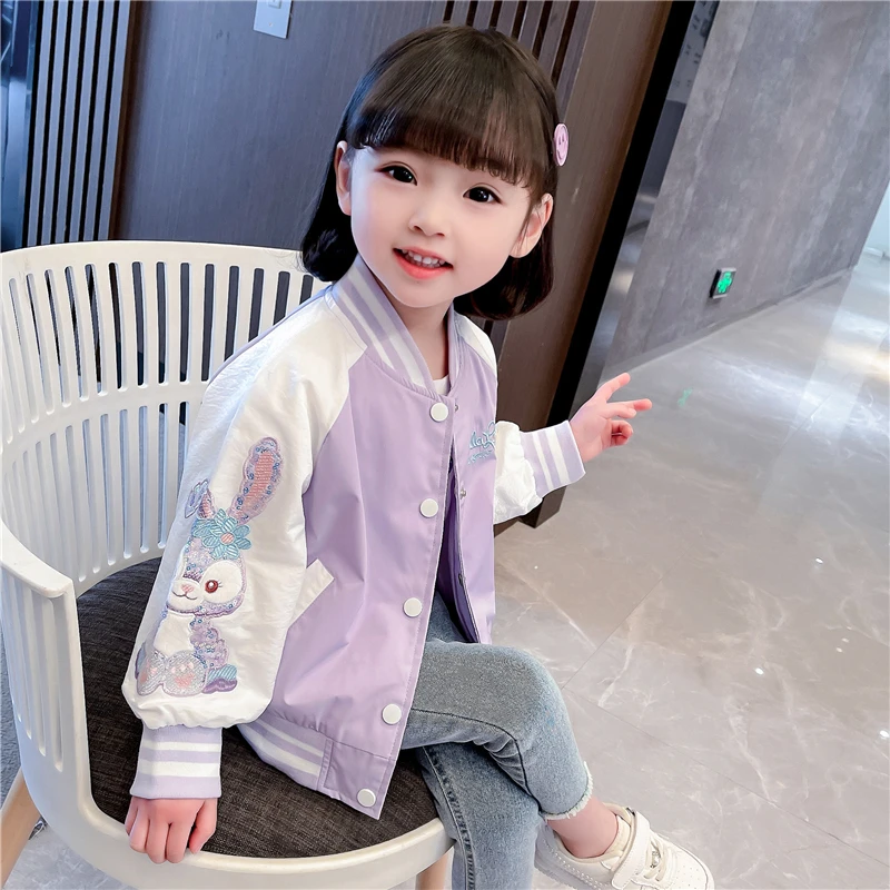 女童外套春秋新款儿童春装宝宝休闲卡通棒球服小女孩韩版夹克8802