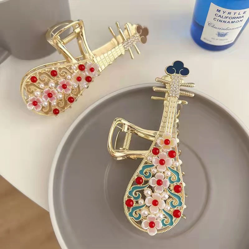 琵琶鲨鱼夹高级发抓国风气质设计感珍珠抓夹女后脑勺发饰新娘头饰