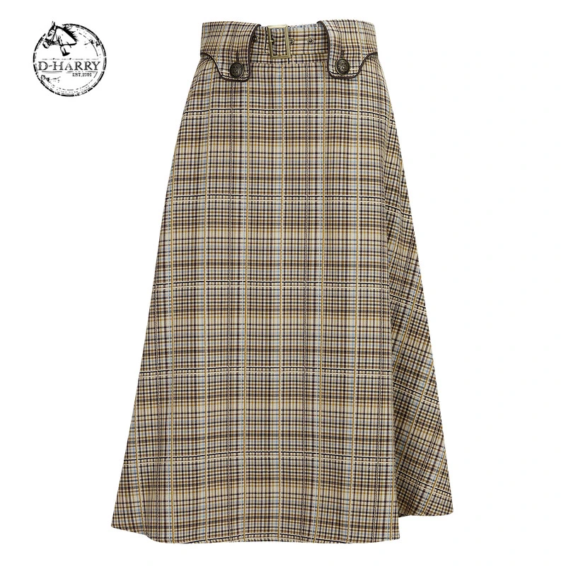 D-HARRY/迪哈利色格子半身裙春季通勤百搭DH221M93813D显瘦气质