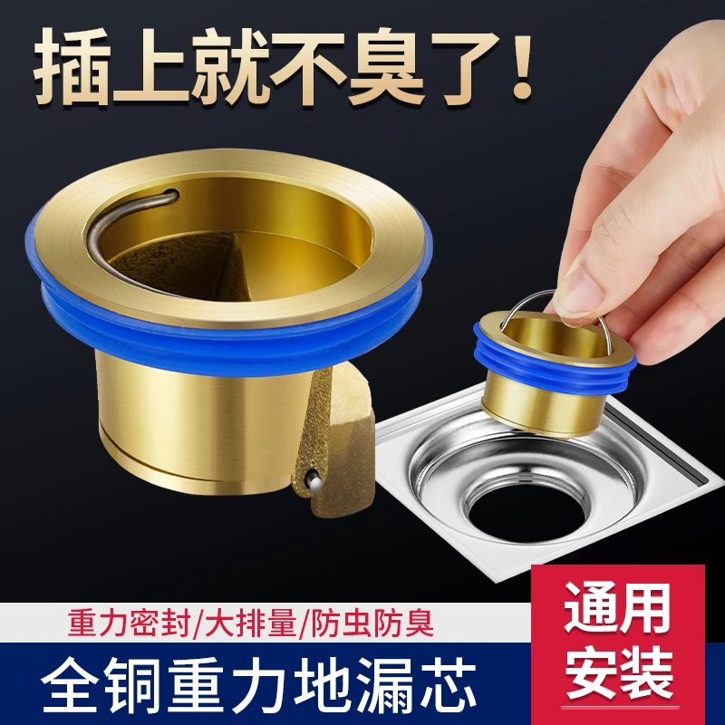 地漏全铜内芯防臭器卫生间下水管道防反味神器盖厕所防虫通用密封