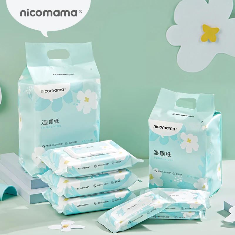 nicomama湿厕纸40抽/10抽 加厚柔韧可降解