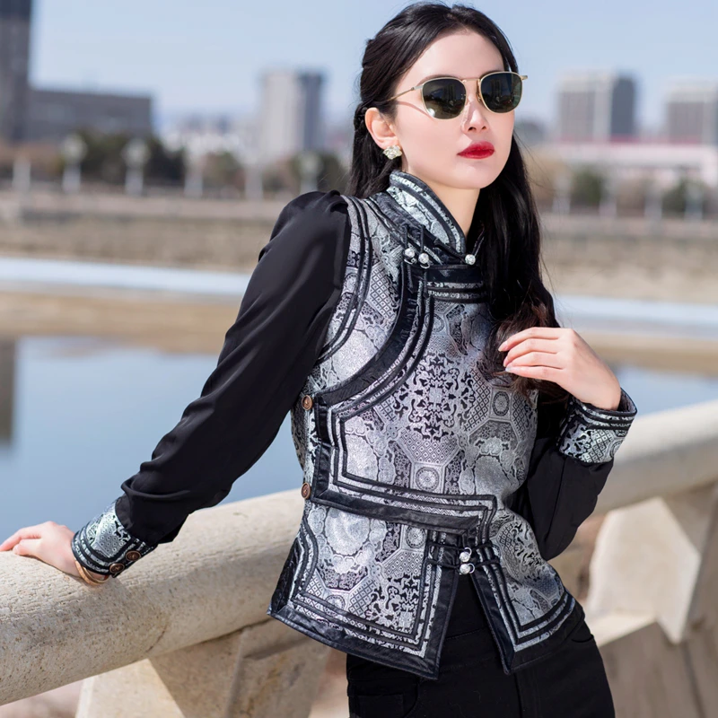 【多妮娅】蒙古元素显瘦时尚连袖马甲休闲气质民族风