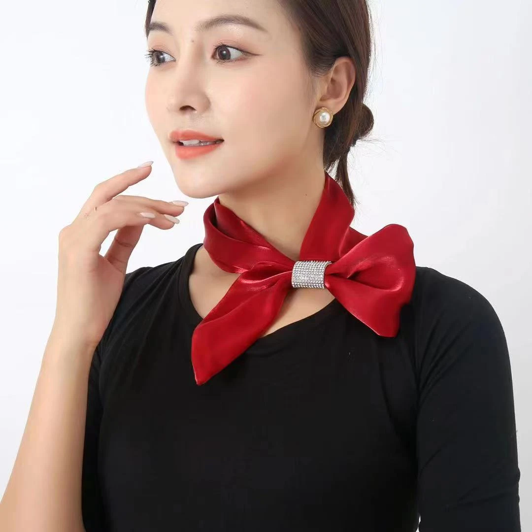 丝巾小长条巾小耳朵丝巾气质围巾百搭薄款透气装饰领巾女长巾