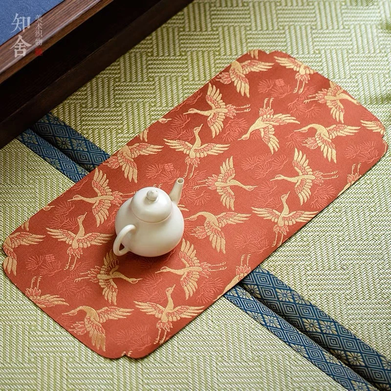 松鹤中式宫廷茶席干泡席/茶几桌轻奢高端布艺传统工艺8色