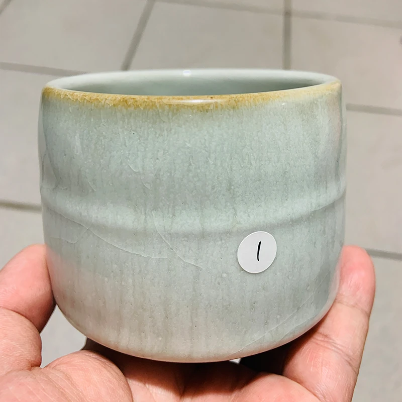 惊【孤品】艺术家栾波 柴燒羊脂白玉釉茶碗 手工陶瓷茶具 8281