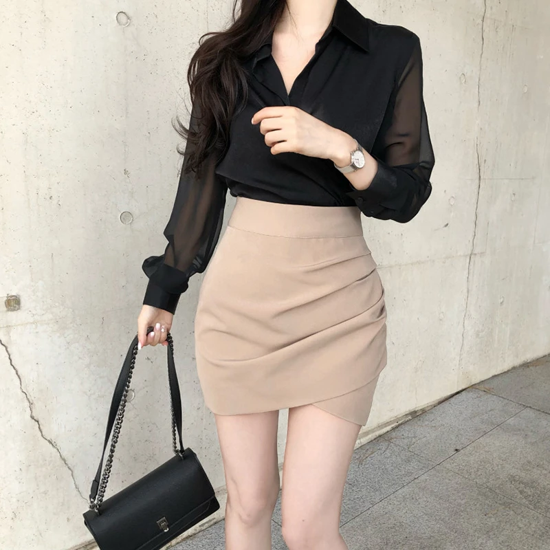 卡其色高腰包裙女夏2023新款秋冬显瘦包臀一步包臀裙半身裙