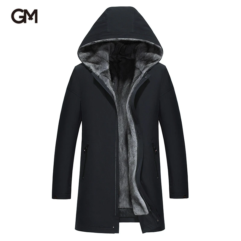 GUSS MART/戈斯迈特进口整貂派克服大衣男水貂皮草内胆连帽中长款