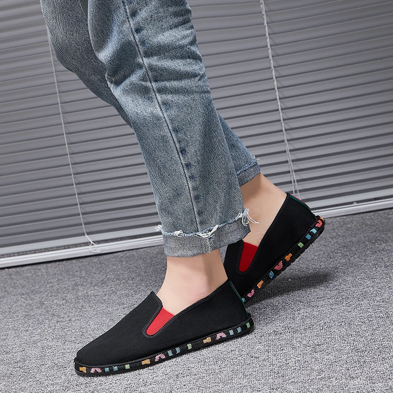 特价老北京布鞋男耐磨防滑透气黑色布鞋一脚蹬干活舒适休闲时尚鞋