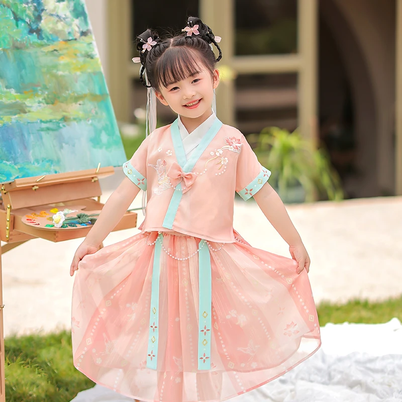 西子问女童汉服【莲巧】宋制夏款套装改良童装儿童古装裙子中国风