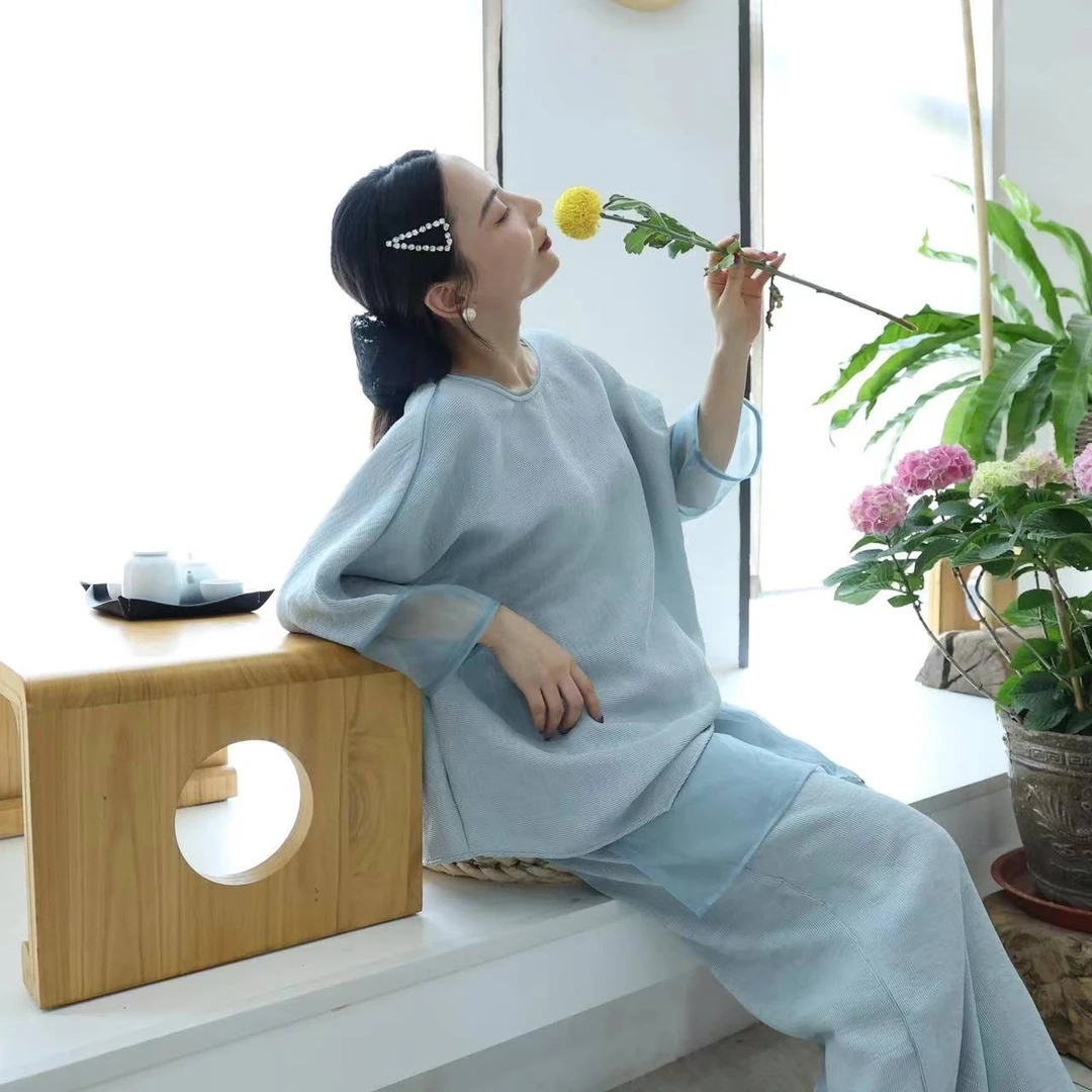 【线上专属】阔腿裤（21709118D137-白青）