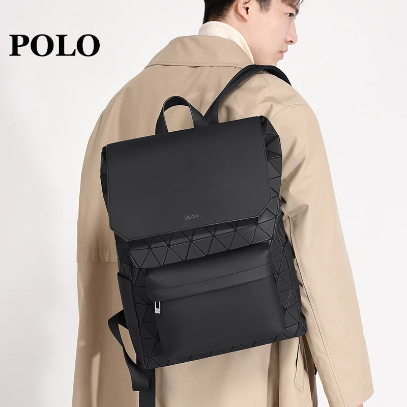 POLO潮牌ins超火几何菱格双肩包时尚大容量背包简约男女双肩背包