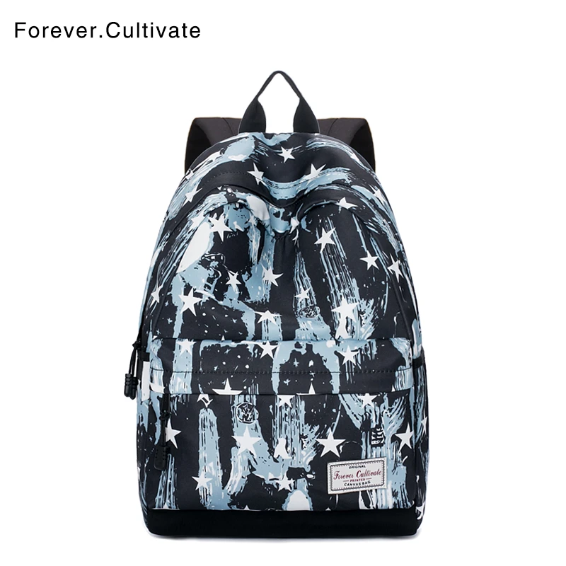 Forever cultivate中学生书包女2021年新款中性印花双肩背包男潮