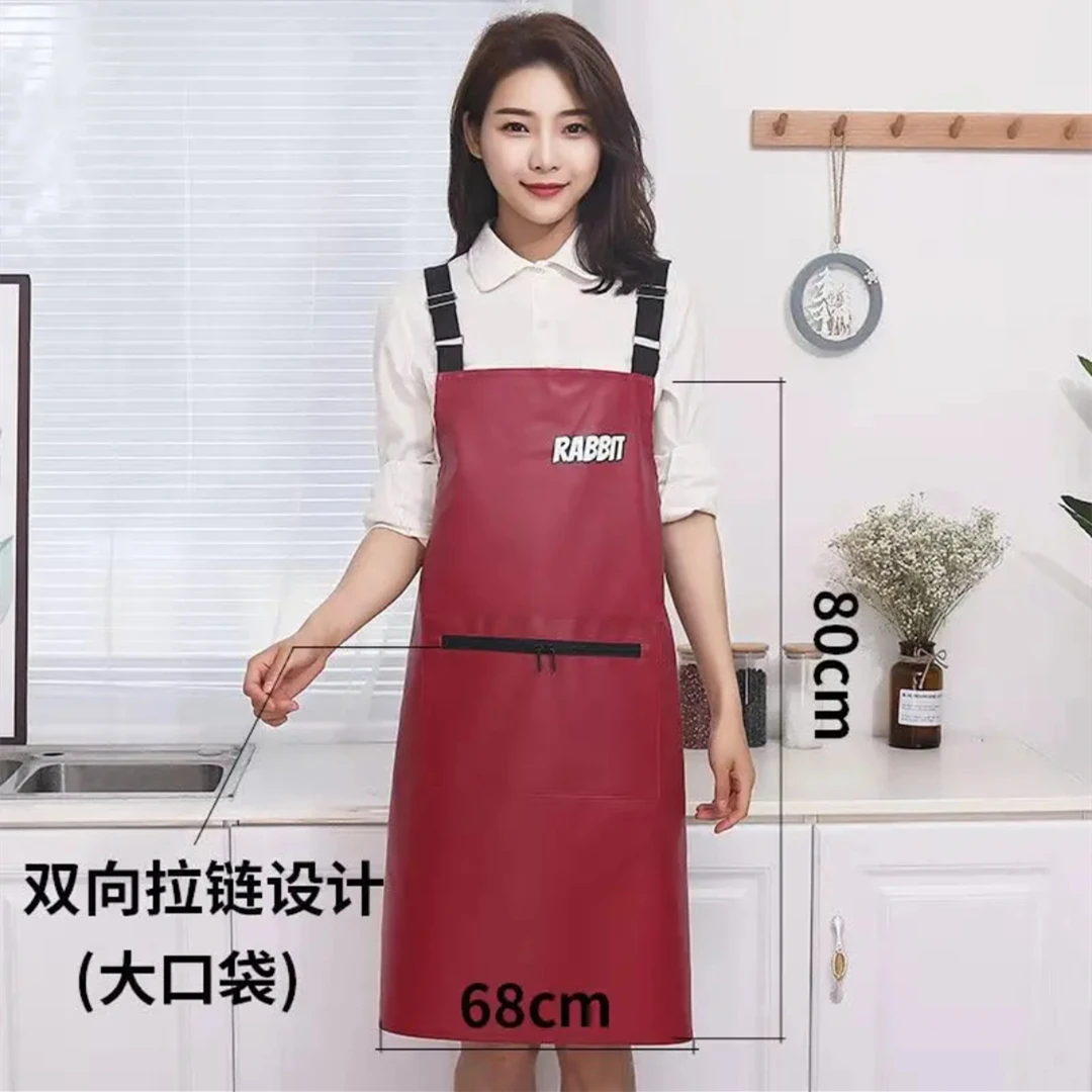 【新疆包邮】防水防油围裙厨房餐厅家用做饭男女加大pu皮革软皮饭