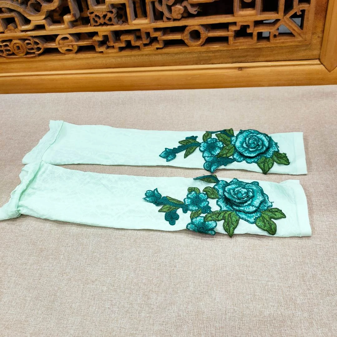 精美刺绣蕾丝弹力民族舞手腕 防晒袖套