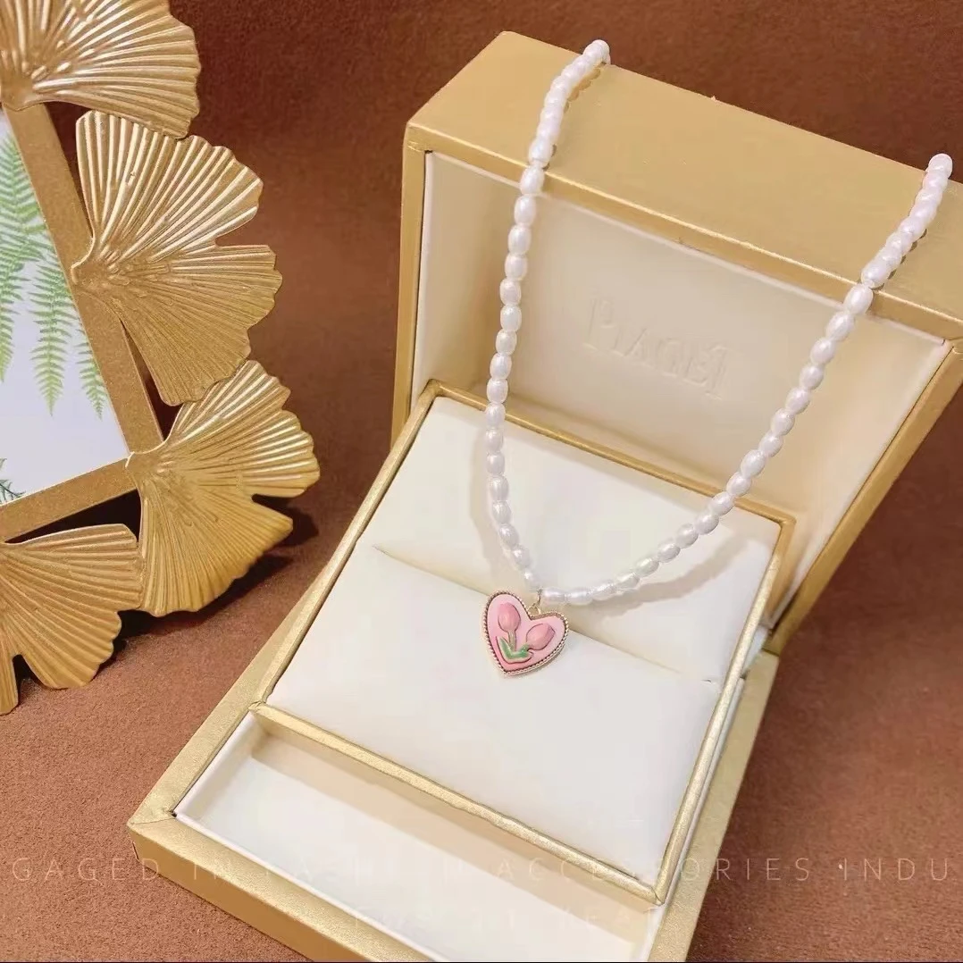 铜合金仿珍珠项链 88533网红同款轻奢郁金香项链