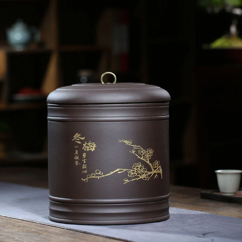 君爱陶宜兴紫砂茶叶罐普洱七子饼存储罐散茶密封罐粗粮罐米缸