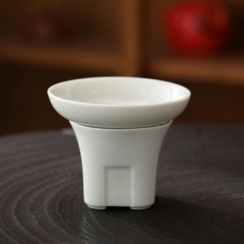 浮生三味仿古手工茶滤器功夫茶具茶配件手工滤网茶漏茶托陶瓷过滤