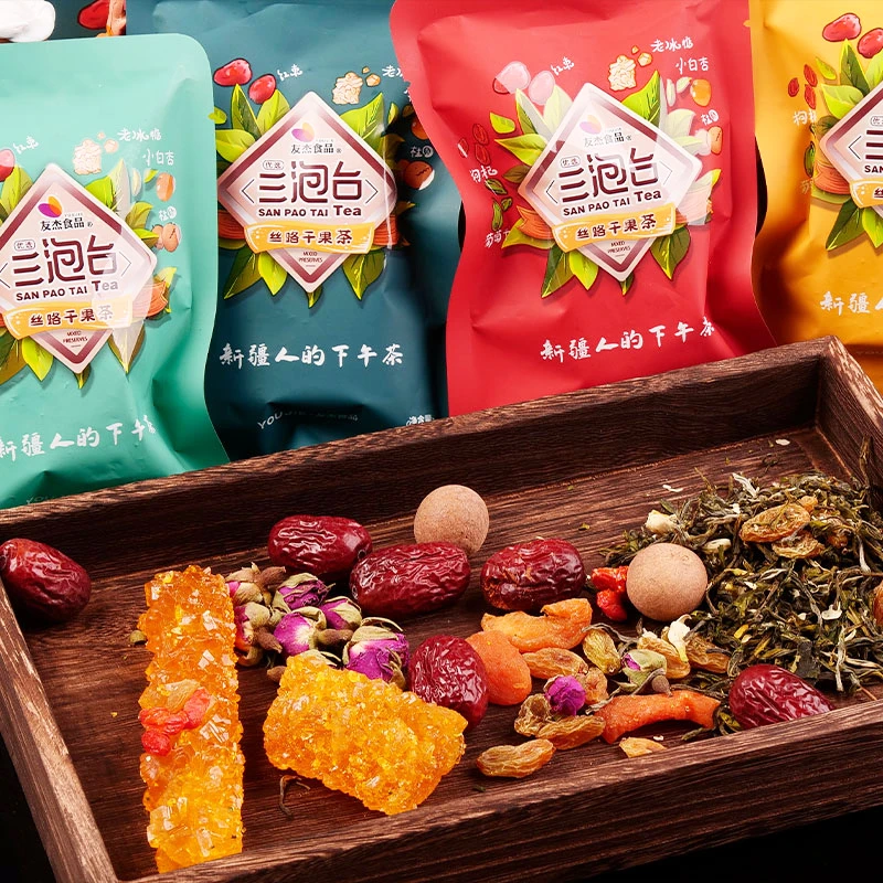 友杰 清凉解暑新疆特产盖碗茶丝路干果茶三泡台四种口味400g/盒
