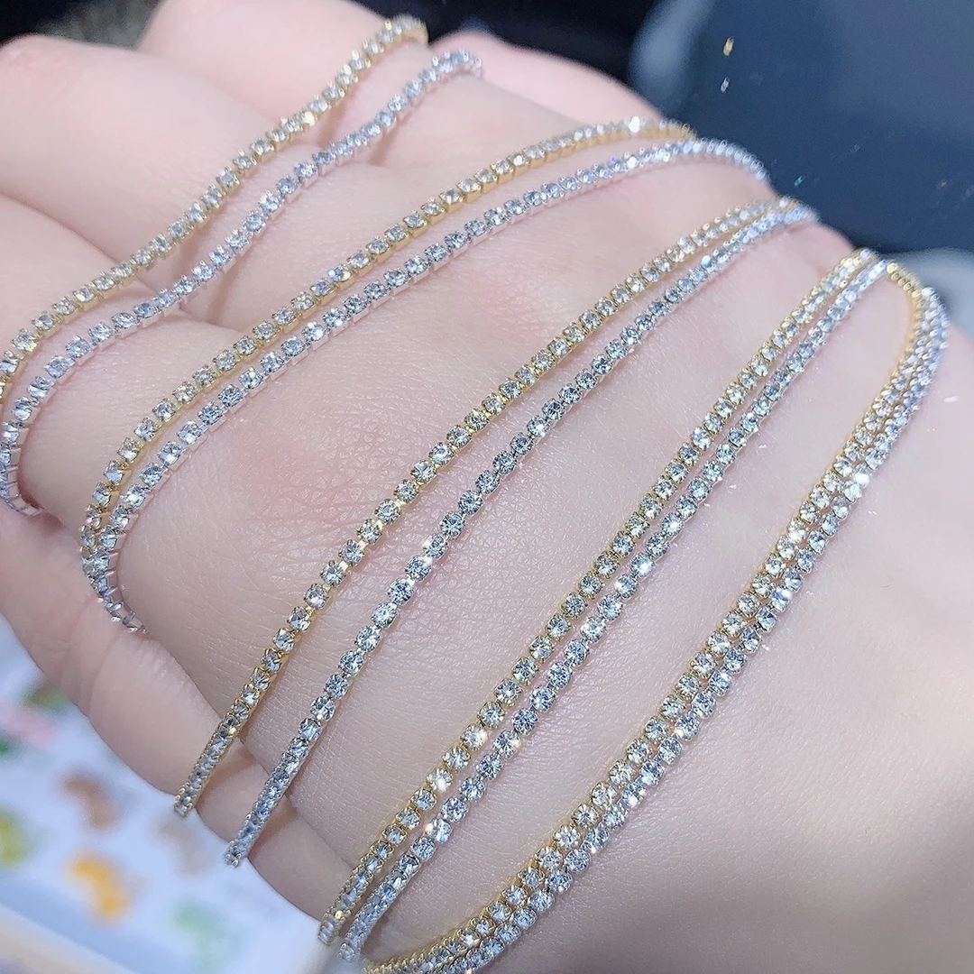 美甲金色链条+银色锆石链条