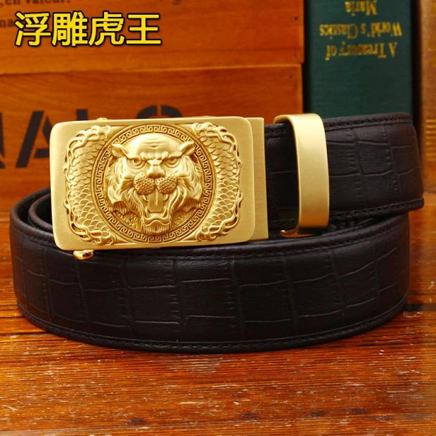 虎头男真皮自动扣黄铜龙头男士式腰带头层纯牛皮个性霸气潮人裤带