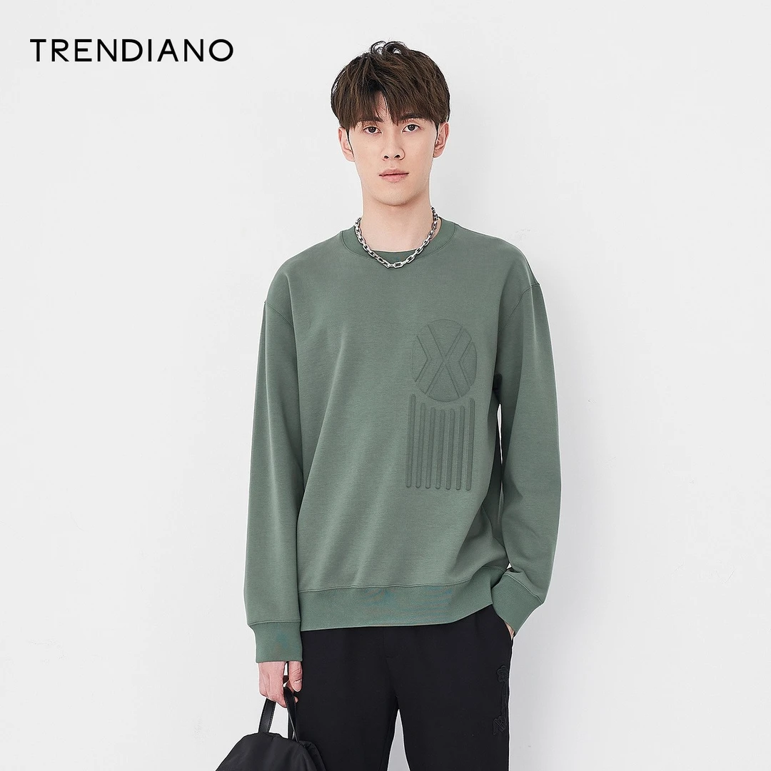 TRENDIANO潮牌秋冬新款青年圆领卫衣男潮流长袖上衣3WC310341P